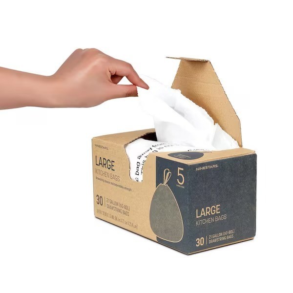 21 Gal Drawstring Garbage Bags 30 Pack Extra-Strong Trash Bags 60-80 L