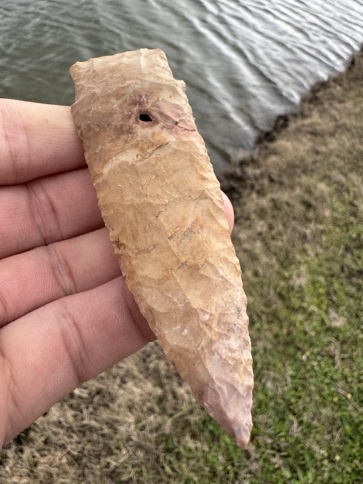 Rare Colorful Native American Paleo Scottsbluff Arrowhead Point