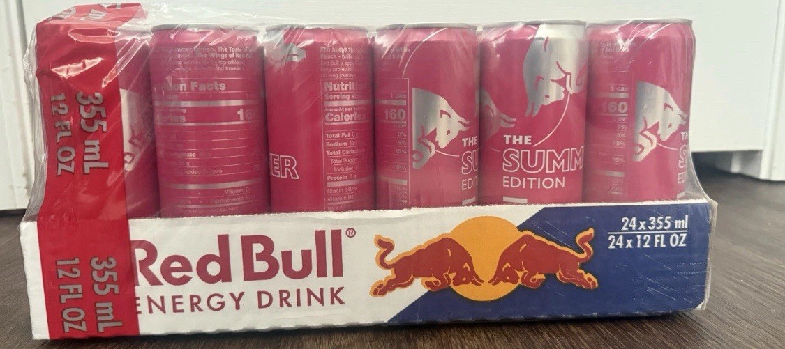 (12 Pack) Red Bull Summer Edition White Peach Energy Drink with Vitamins, 12 Oz