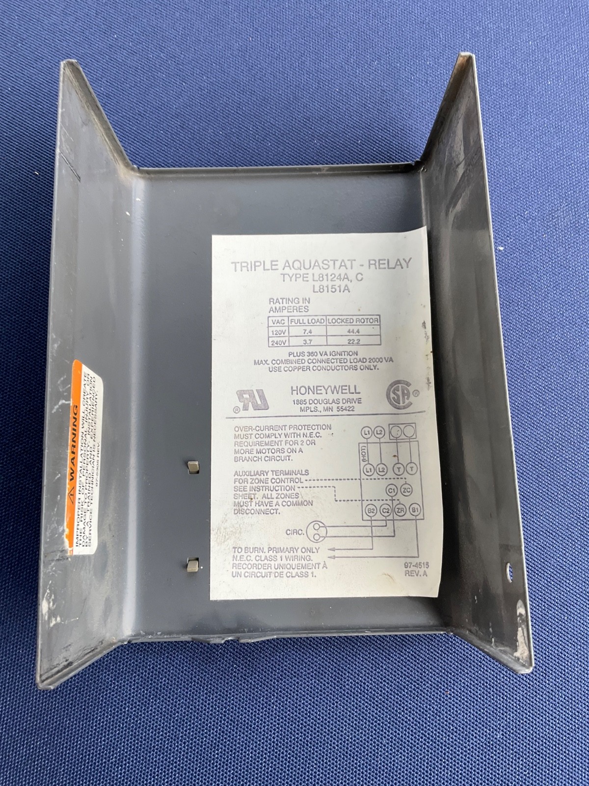 Used Honeywell Aquastat Cover
