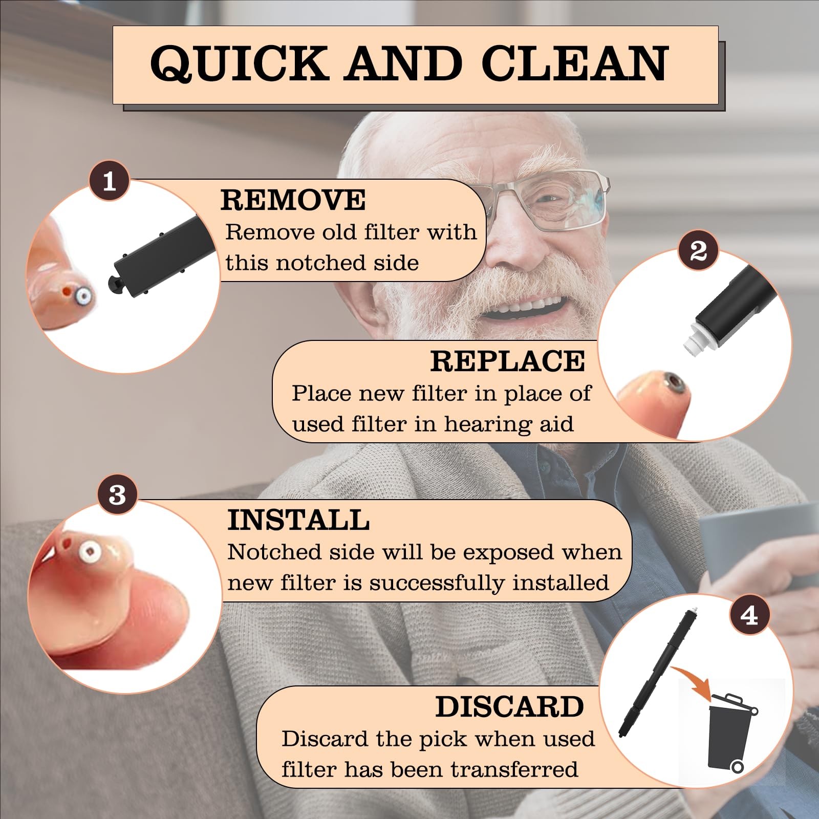 (80 Pcs) Phonak Cerumen Stop Wax Guards Filters for Hearing Milky, 10 Packs