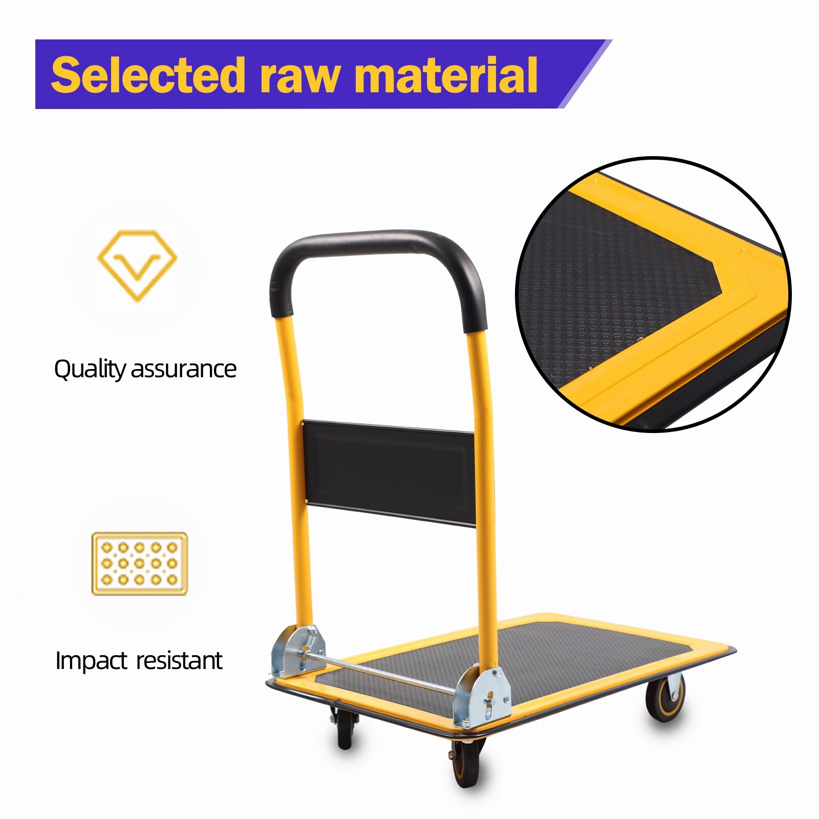 APOLLOLIFT Push Dolly Cart 330lb Hand Truck Foldable Platform Cart Truck Trolley