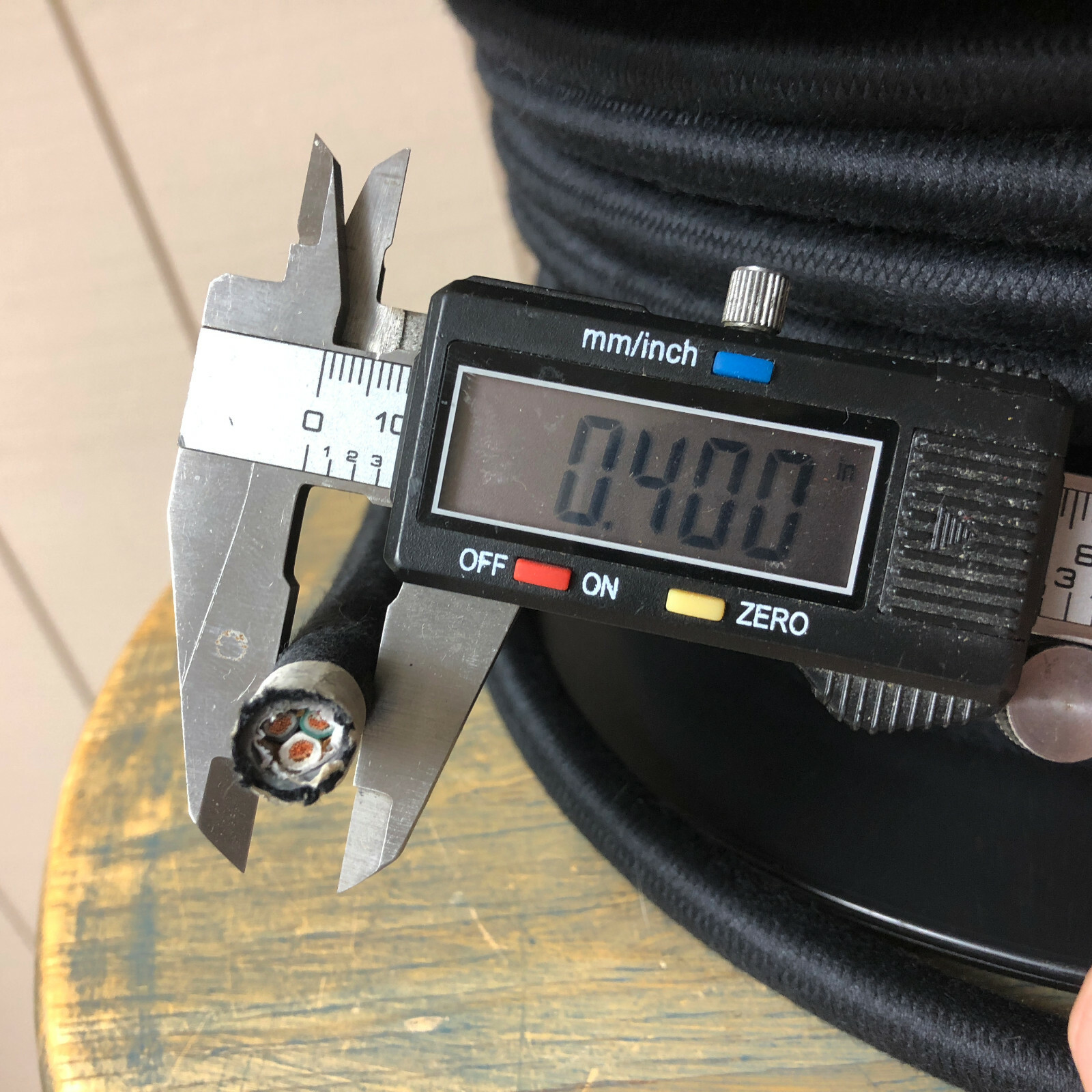 14 Gauge Cloth Covered 3-Wire Cord, Black Color- Electrical Power Cable Per Foot