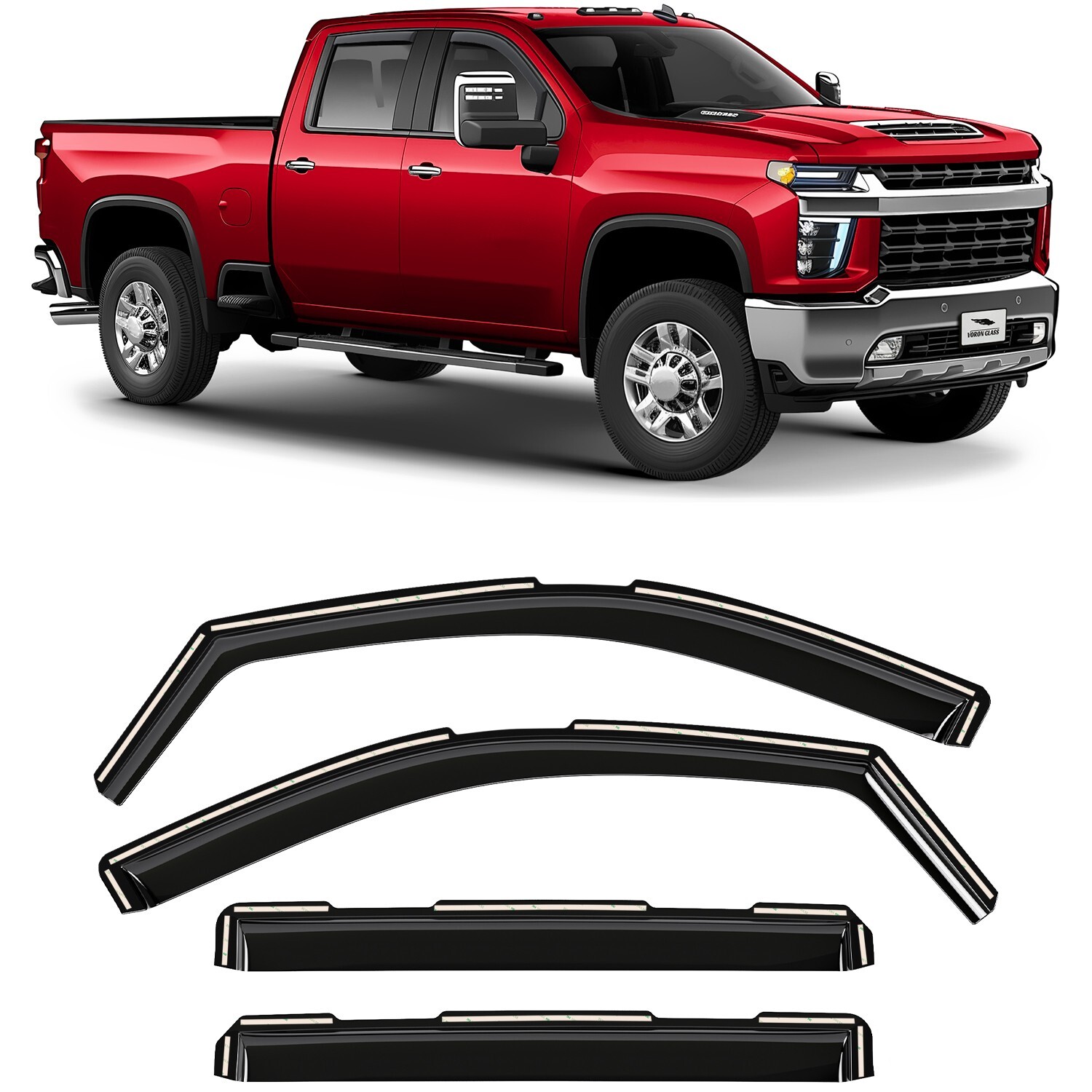 Rain Visors Wind Rain Guards for 2020-2025 Chevy Silverado Crew Cab 2500/3500