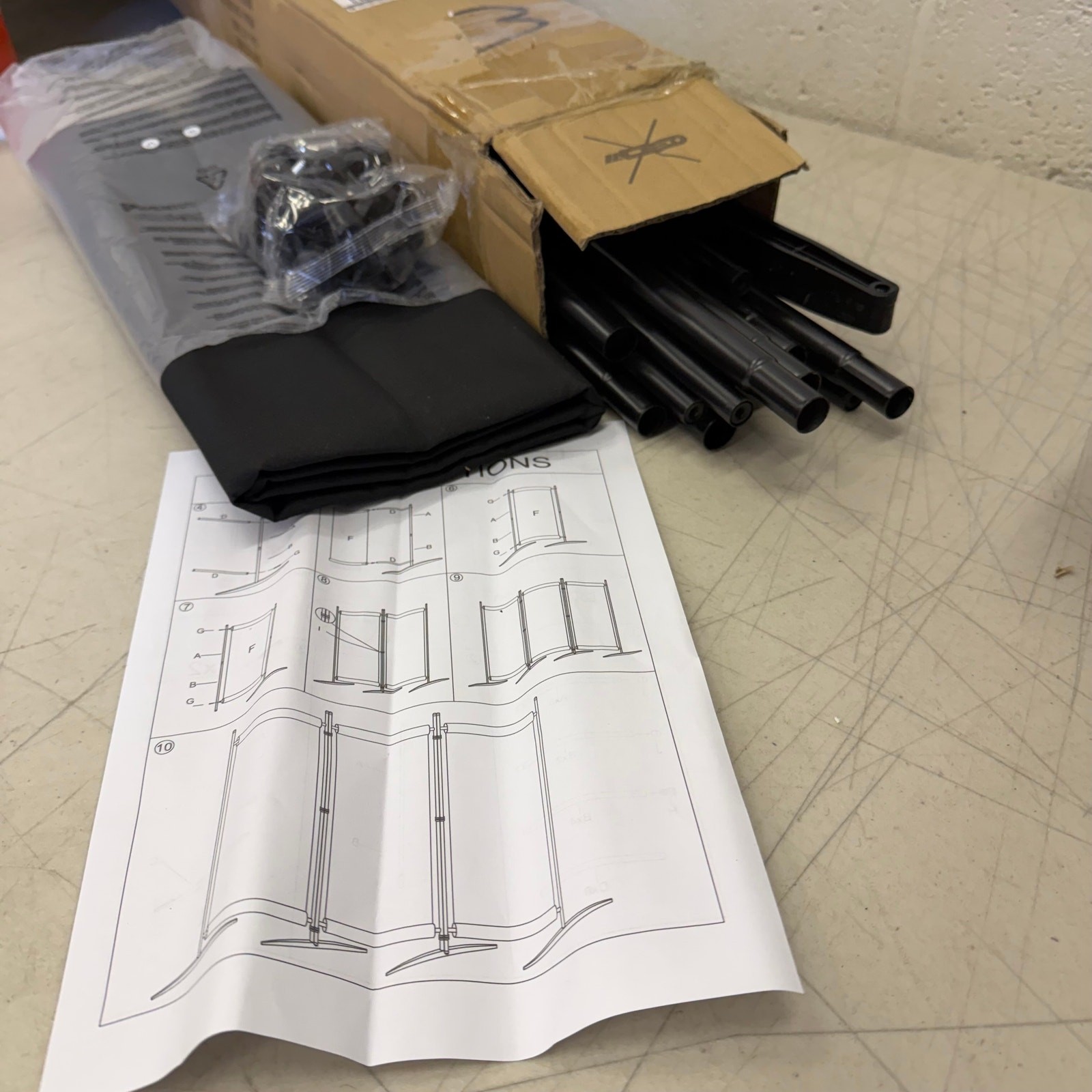 3-Panel Room Divider, Folding Portable Privacy Screen 70"H x 102''L - Black