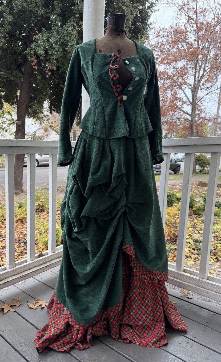 Victorian Christmas Costume 3-Piece Dickens Caroler Dress Bodice Skirt Set