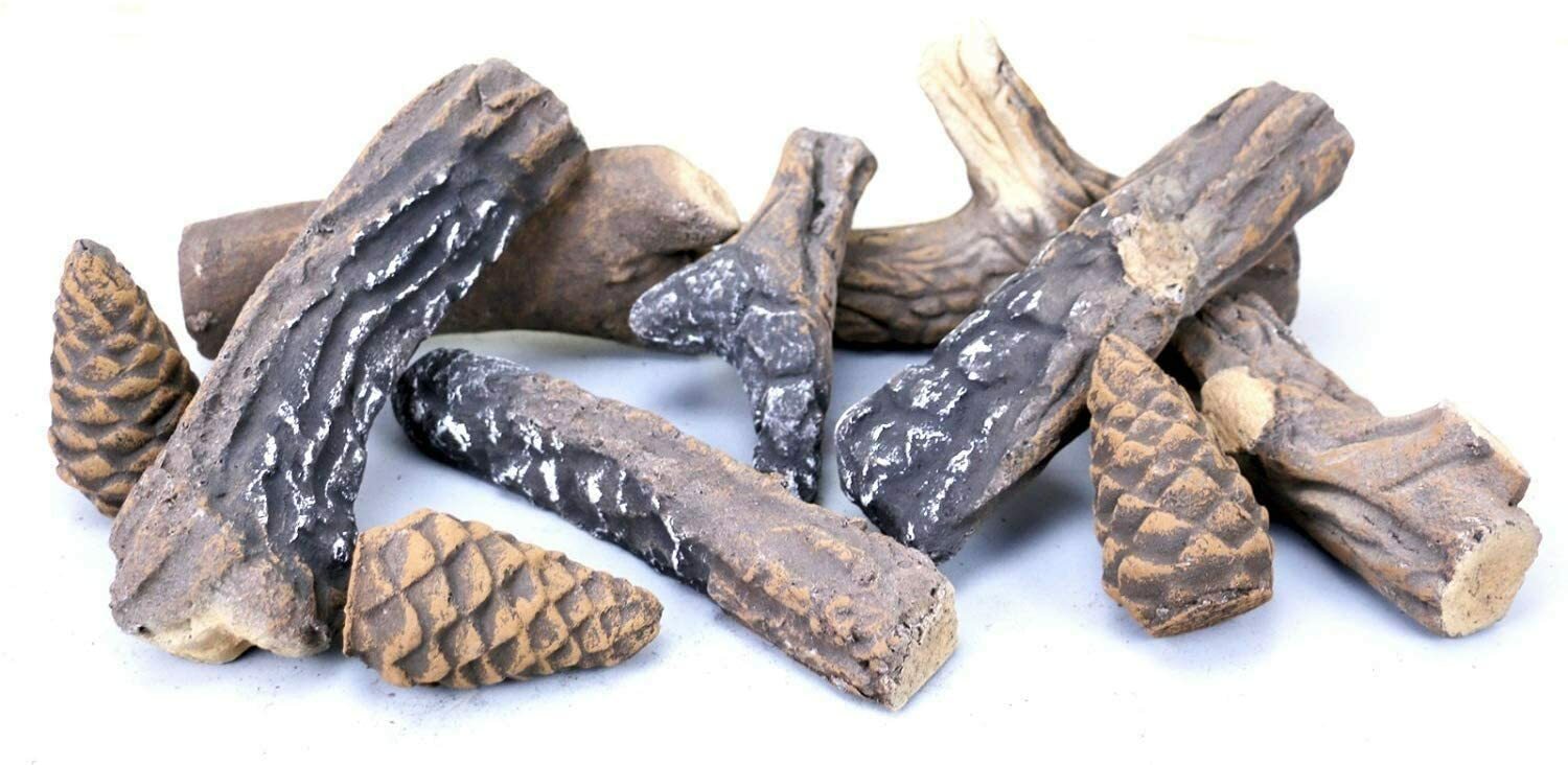 10 Pieces Ceramic Wood Gas Log Set Fireplace Imitation Wood Propane Firepit Logs