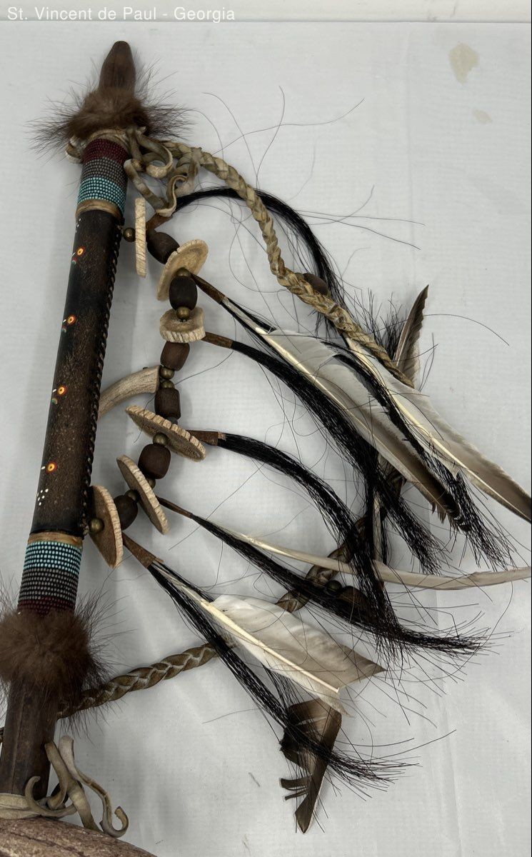 Ceremonial Peace Pipe Native American 18" Handmade By South Paw Authentic Animal