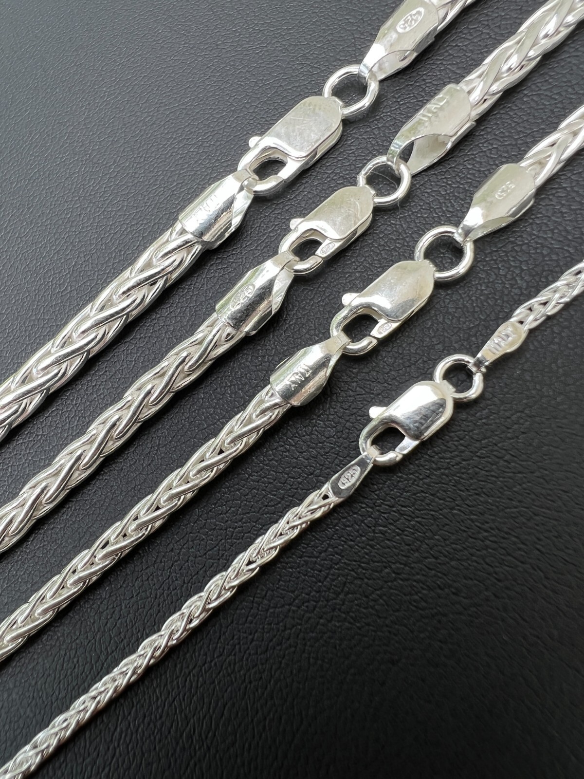 Real Solid 925 Sterling Silver Spiga Rope Wheat Chain Necklace 2-5mm 16-30"