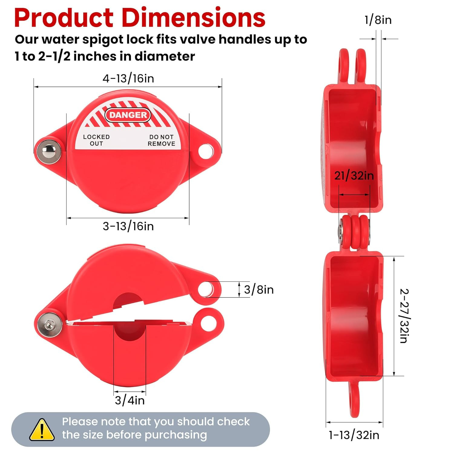 Gate Valve Lockout with Safety Padlock Hose Bib Lock for Water Spigot/Outdoor W