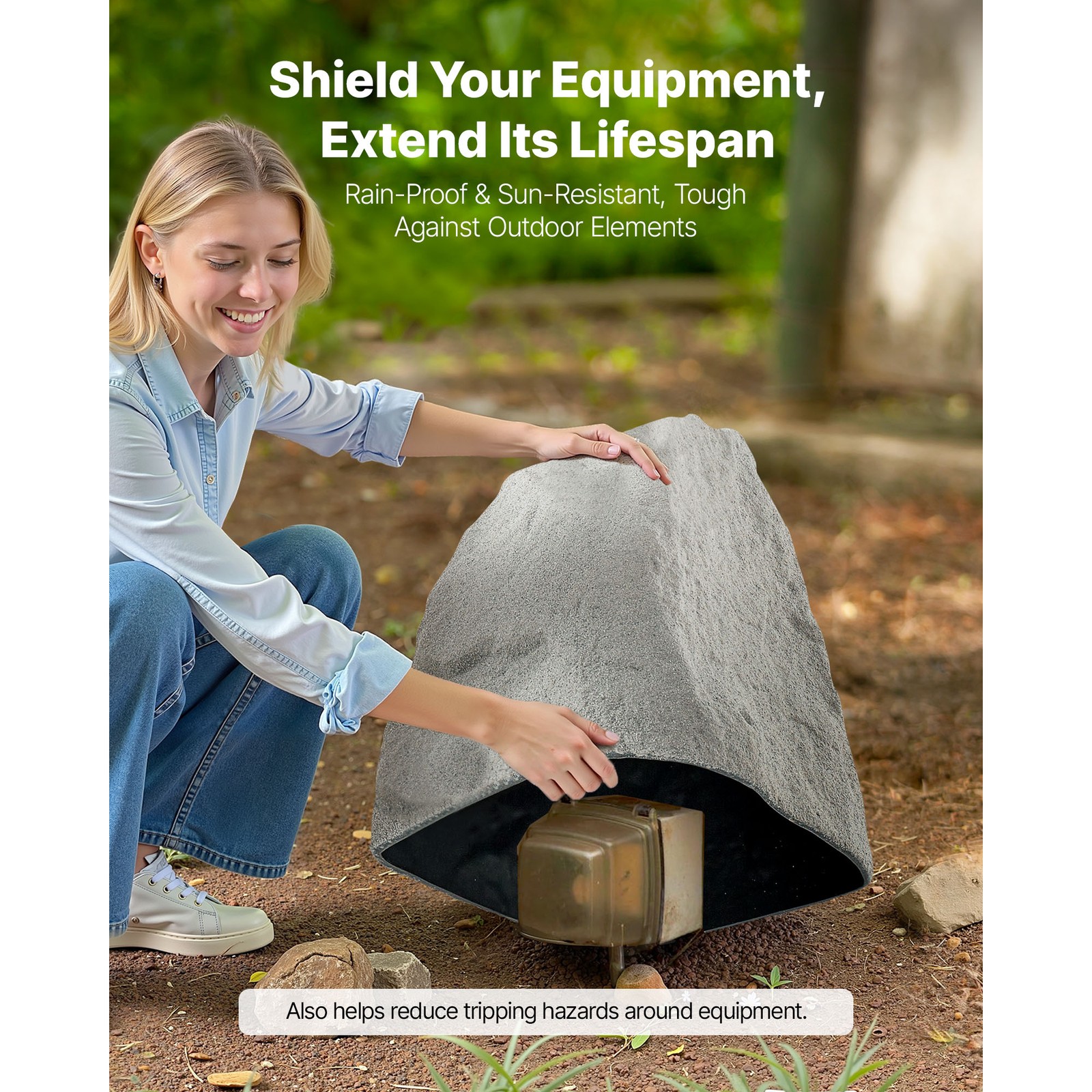 Uimoso Artificial Landscape Rock Cover Outdoor Well Pumps Realistic Grey Boulder