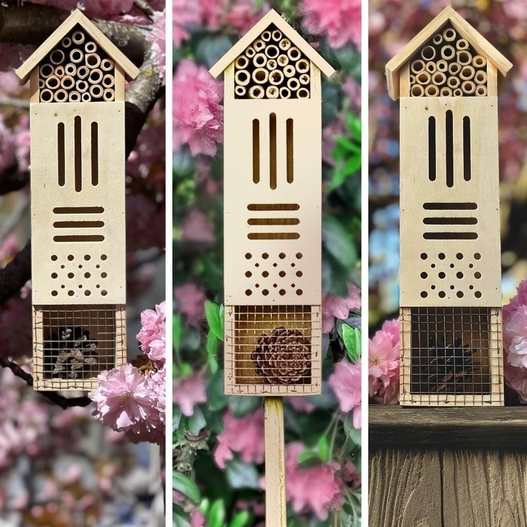 Durable Wooden Insect Habitat - Attract Ladybugs & Solitary Bees to Your Garden