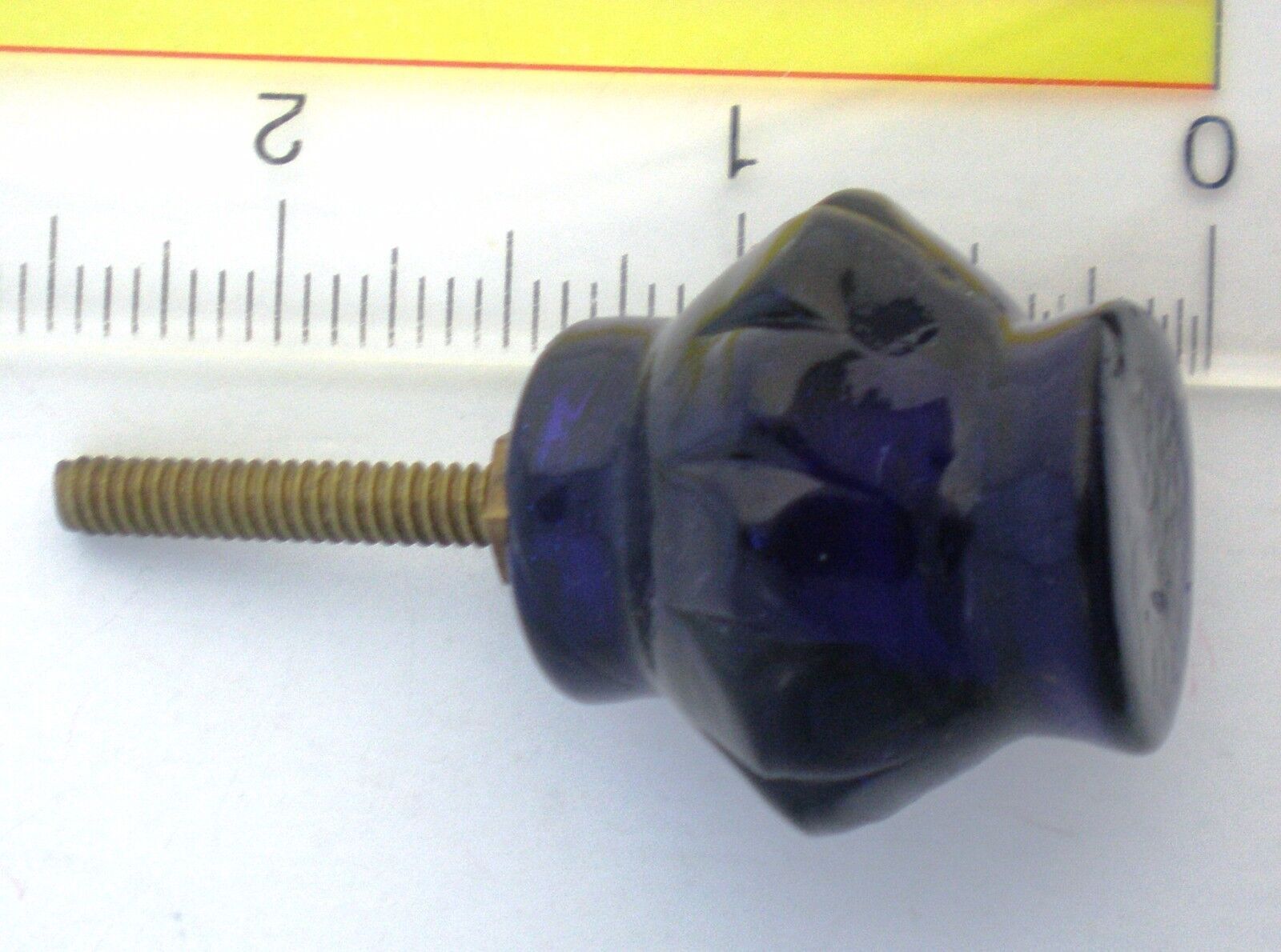 RARE COBALT BLUE WITH INCLUSIONS OLDER GLASS KNOBS PULLS HANDLES