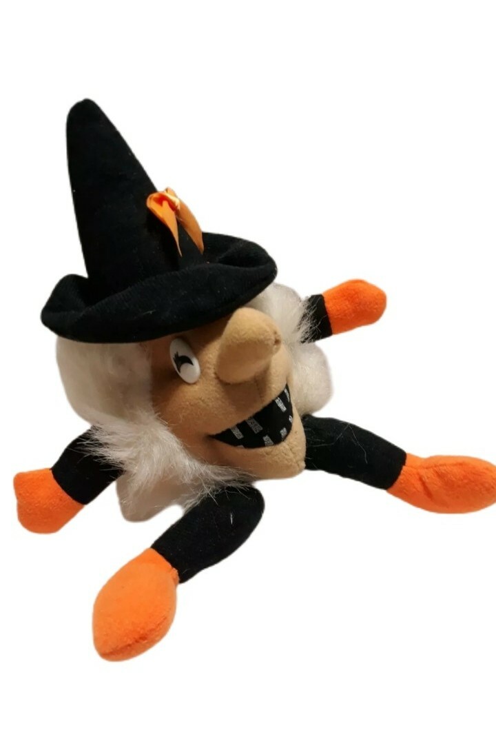 Nanco Witch Halloween 12" Plush Soft Toy Stuffed Animal white black orange