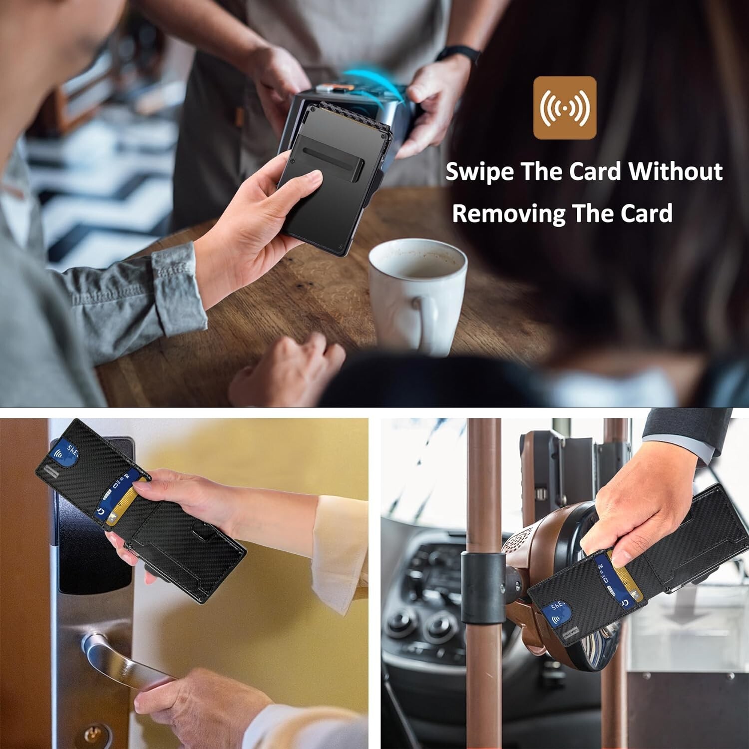 Men's Slim Pop Up Bifold Wallet with Money Clip, Minimalist RFID Blocking Wallet