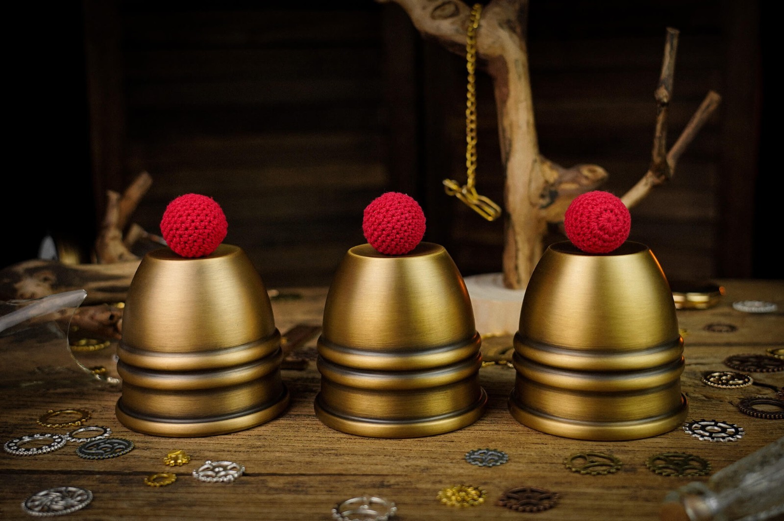 Artistic Combo Cups and Balls (Brass) by TCC magic tricks