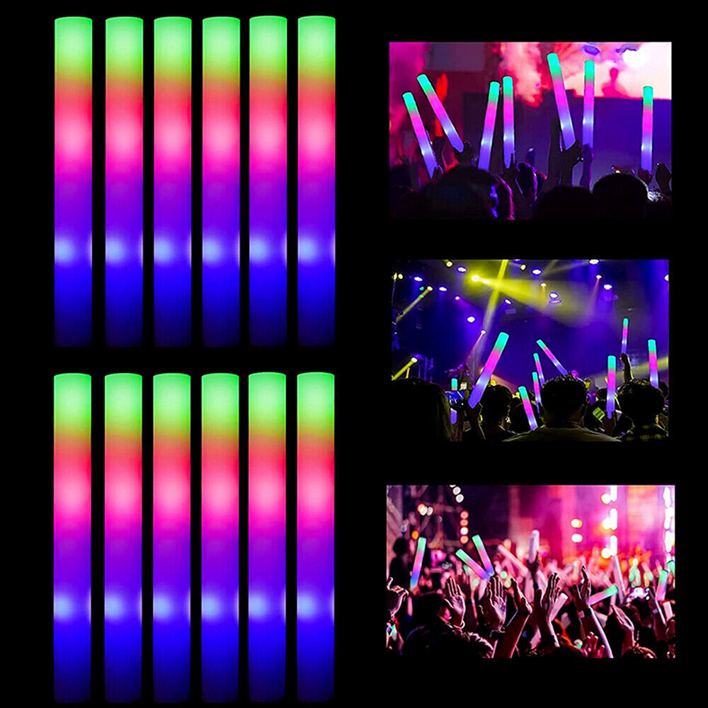 100PCS LED Foam Glow Sticks Party Wedding Flashing LED Light Stick Light-up Bar