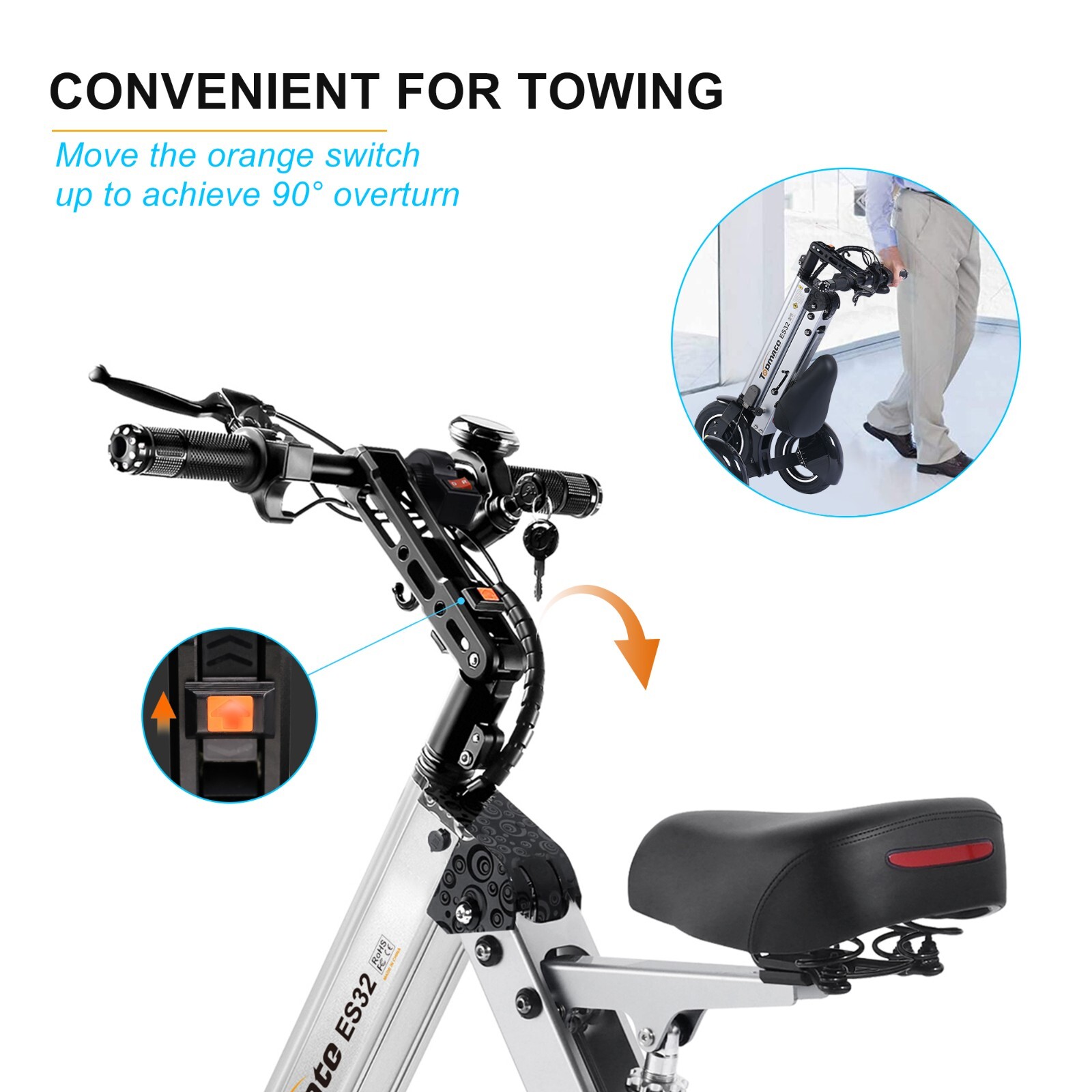 Topmate ES32 Electric Tricycle for Adult, Foldable 3 Wheel Mobility Scooter