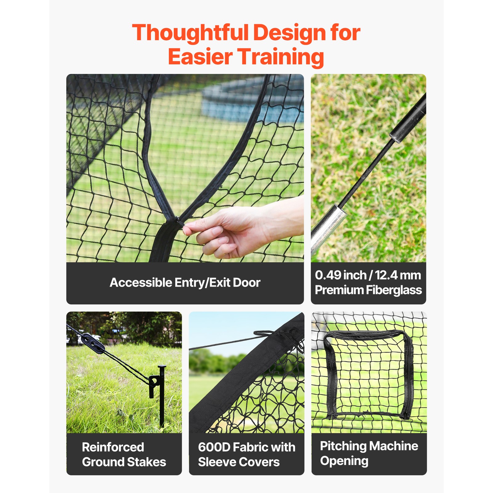 Uimoso Baseball Batting Cage 12.0 x 10.2 x 7.6 FT for Indoor and Outdoor Use