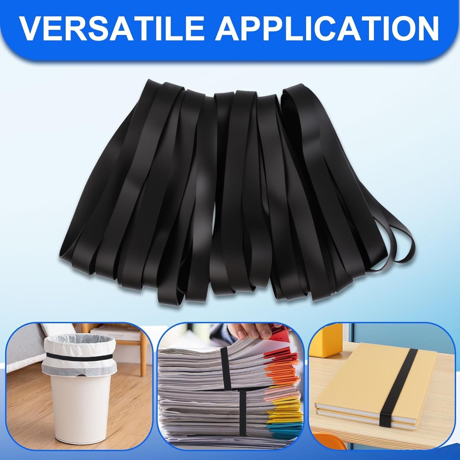 Large Rubber Bands Heavy Duty, 22 Pcs Size 107 Black Rubber Bands