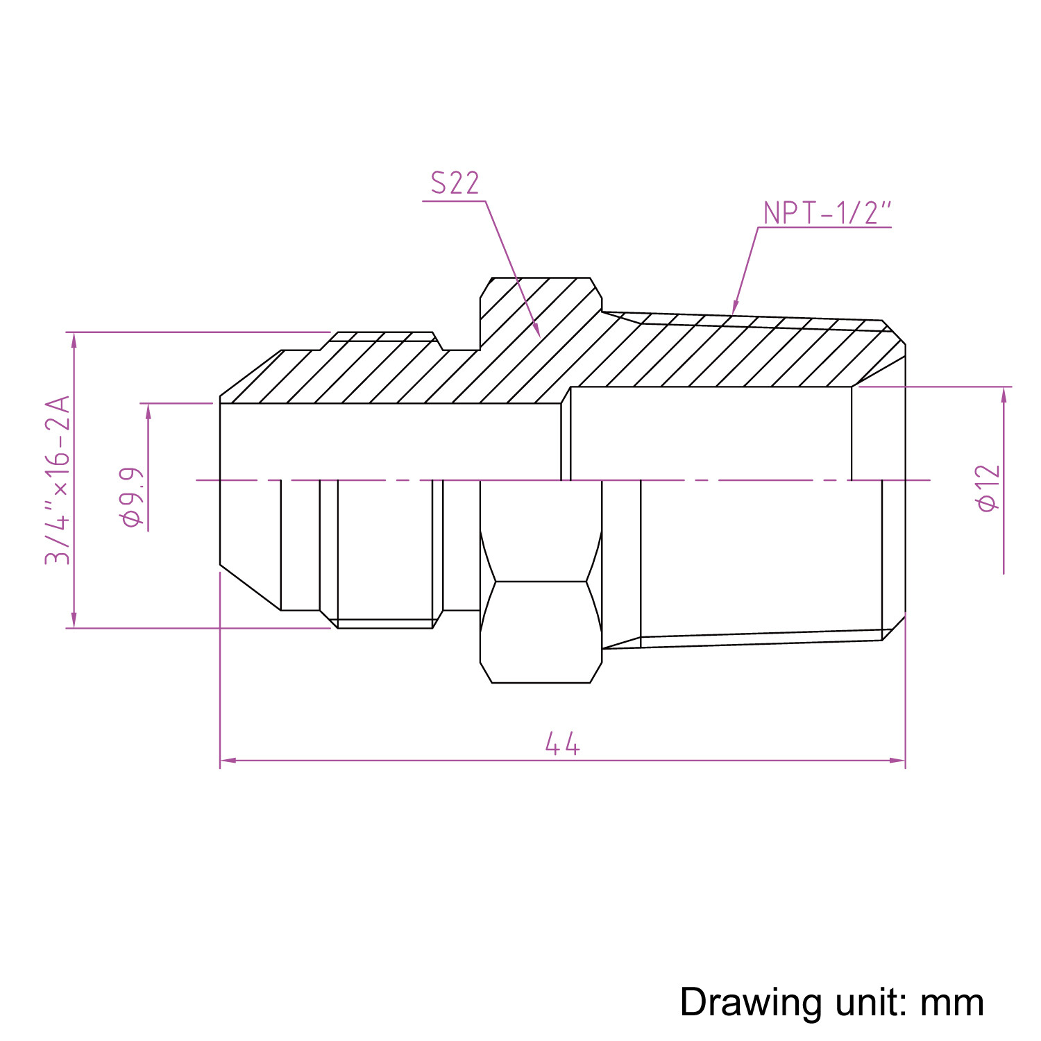 HFS(R) 1/2" NPT Male to 1/2" JIC Male Adapter Pipe Fittings SS304 3A