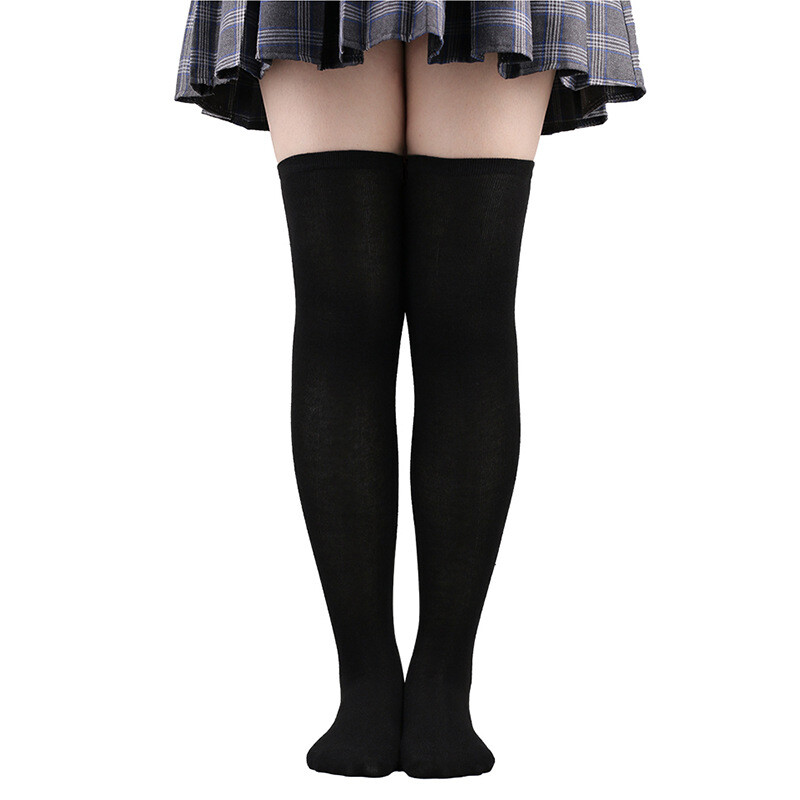 Extra Long Cotton Stripe Thigh High Socks Over the Knee High Plus Size Stockings