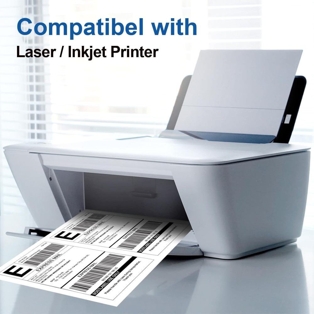 Premium 8.5x5.5 Half Sheet Shipping Labels 2 per Sheet Matte White Self Adhesive