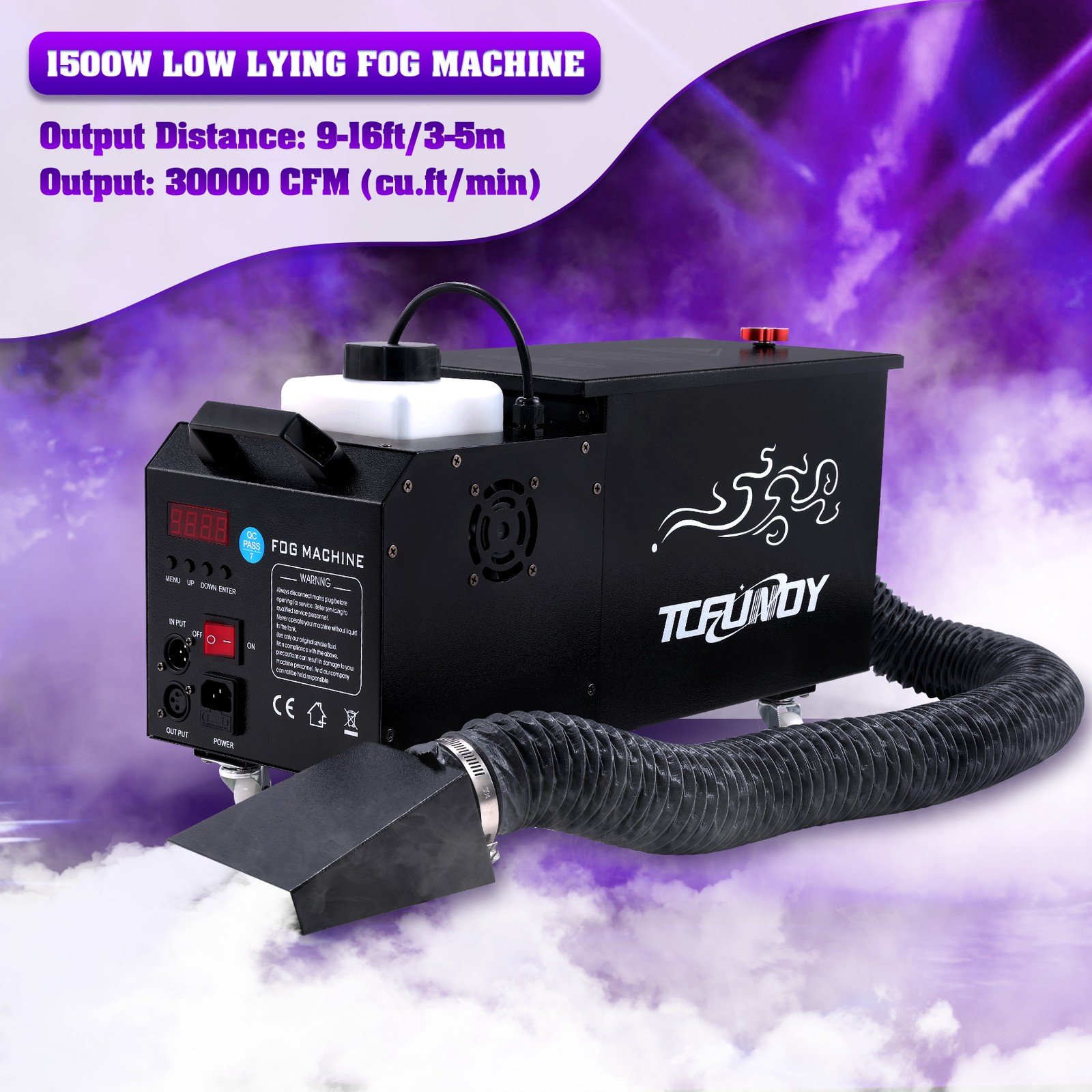 1500W Low Lying Fog Machine for Halloween Stage DJ Ground Fogger With DMX Remote