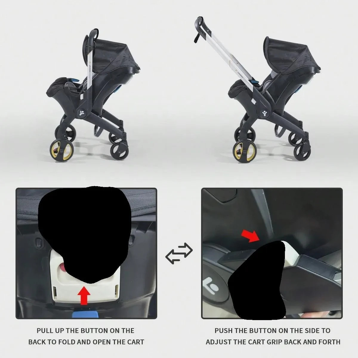 4 in 1 Lightweight Baby Stroller, Folding And Portable,