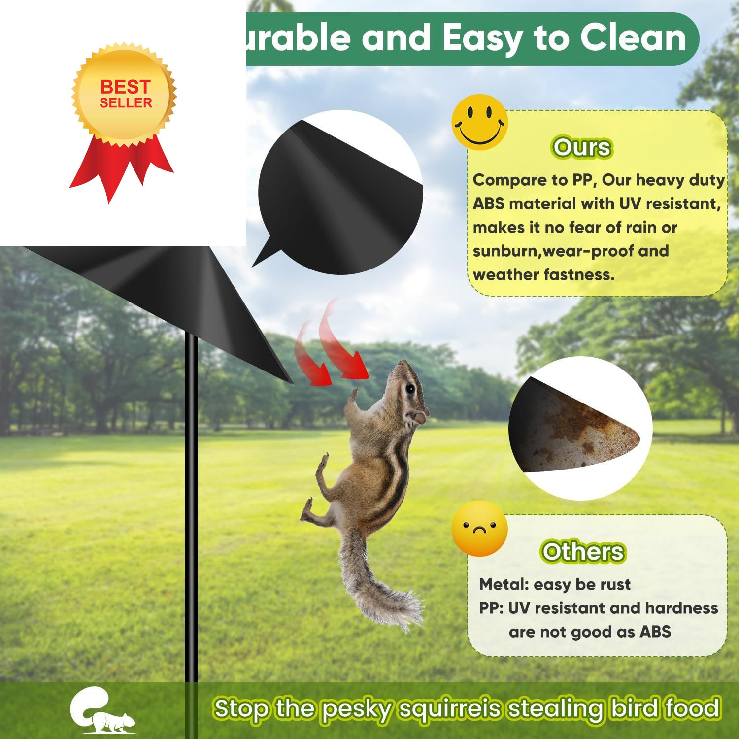 24-inch Large Squirrel Proof Bird Feeders for Outside Hanging,Outdoor Black