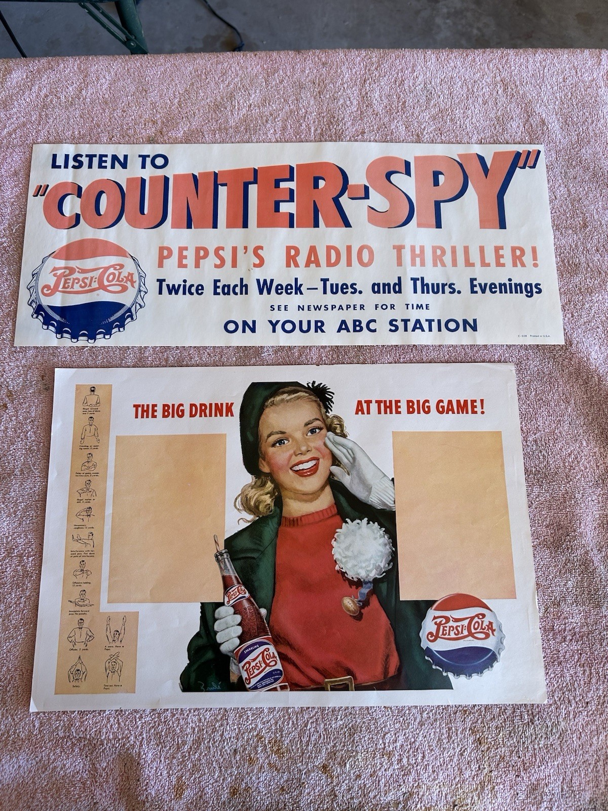 2 Original Pepsi -cola Paper Signs Both Double Dots Signs