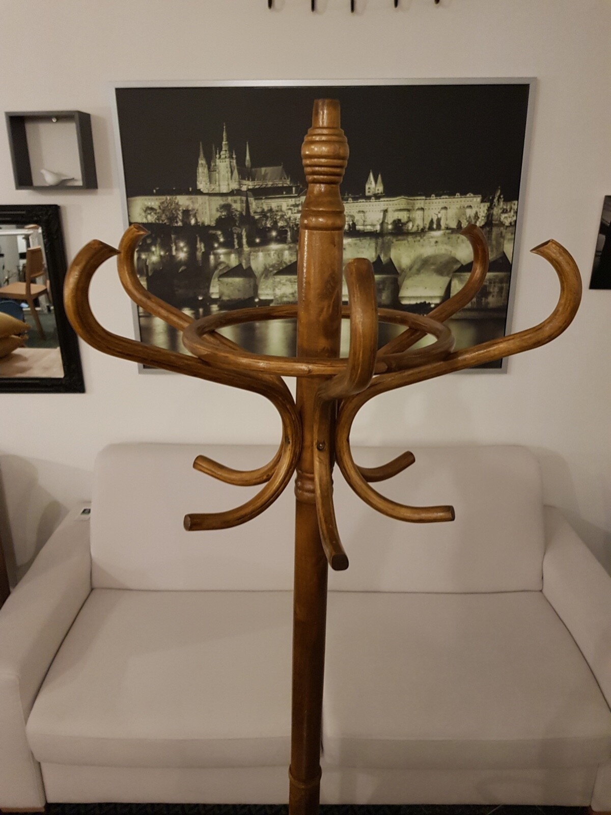 New hat and coat wood hanger rack stand antique style suspender peg