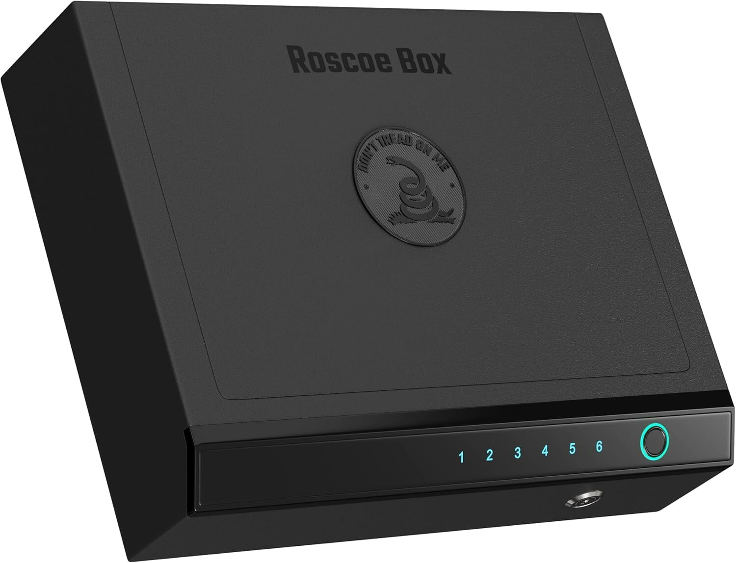 Roscoe Box Gun Safe Manual Key, Pin Keypad, Fingerprint, LED (Don't Tread On Me)