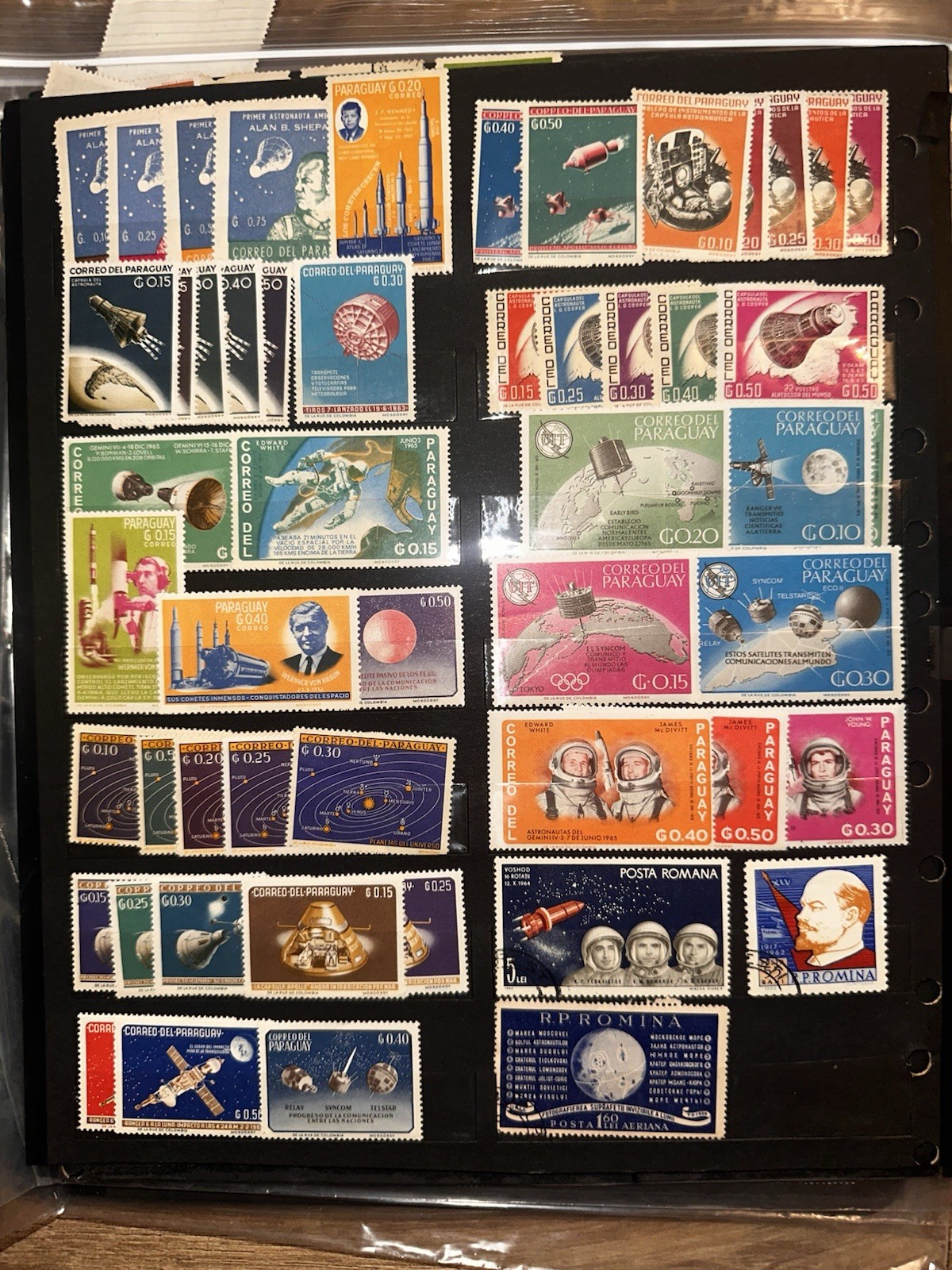 Cold War Space Race Stamp Collection USSR NASA Apollo Vostok Thematic Lot