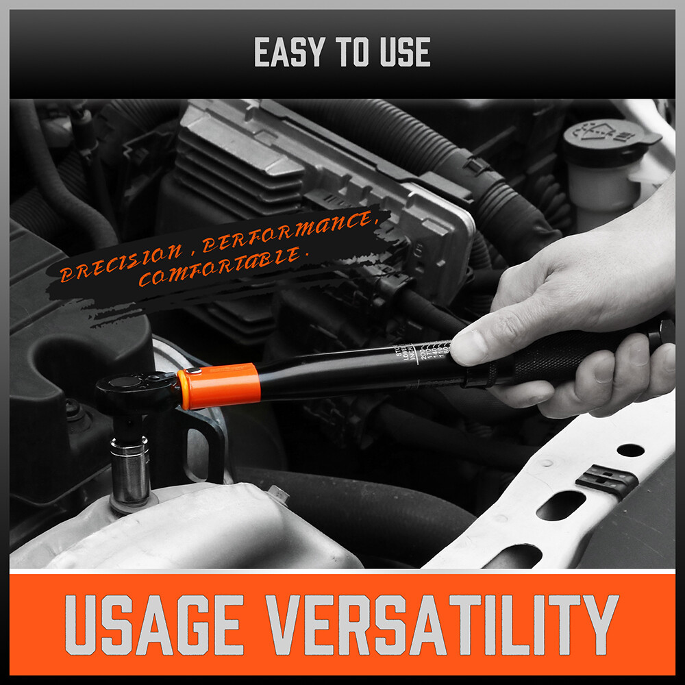 1/4" Torque Wrench Snap Socket Professional Drive Click Ratcheting Reversible