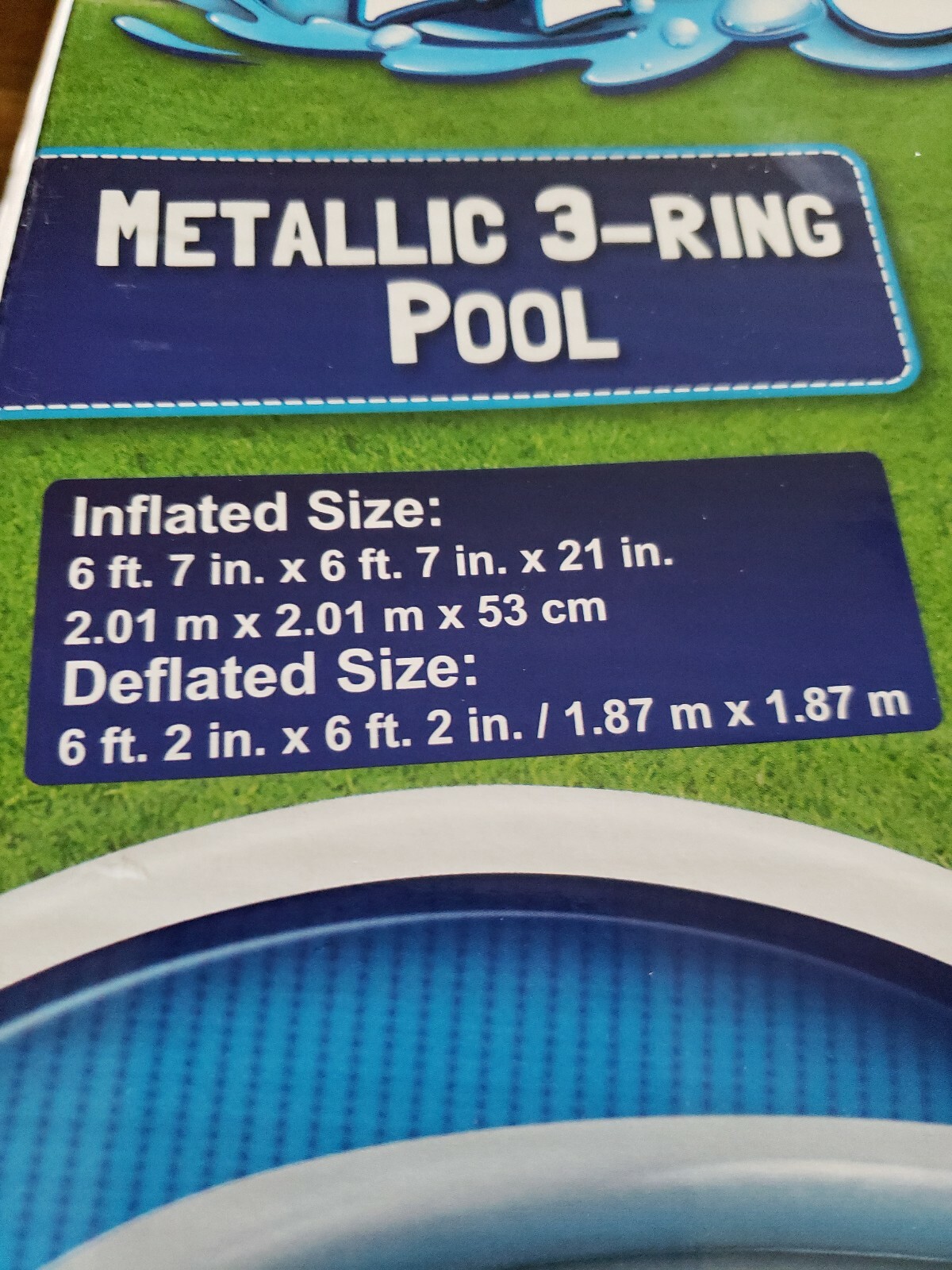 H2OGO Metallic 3-Ring Inflatable Kiddie Swimming Pool, 79" Diameter 21" Height