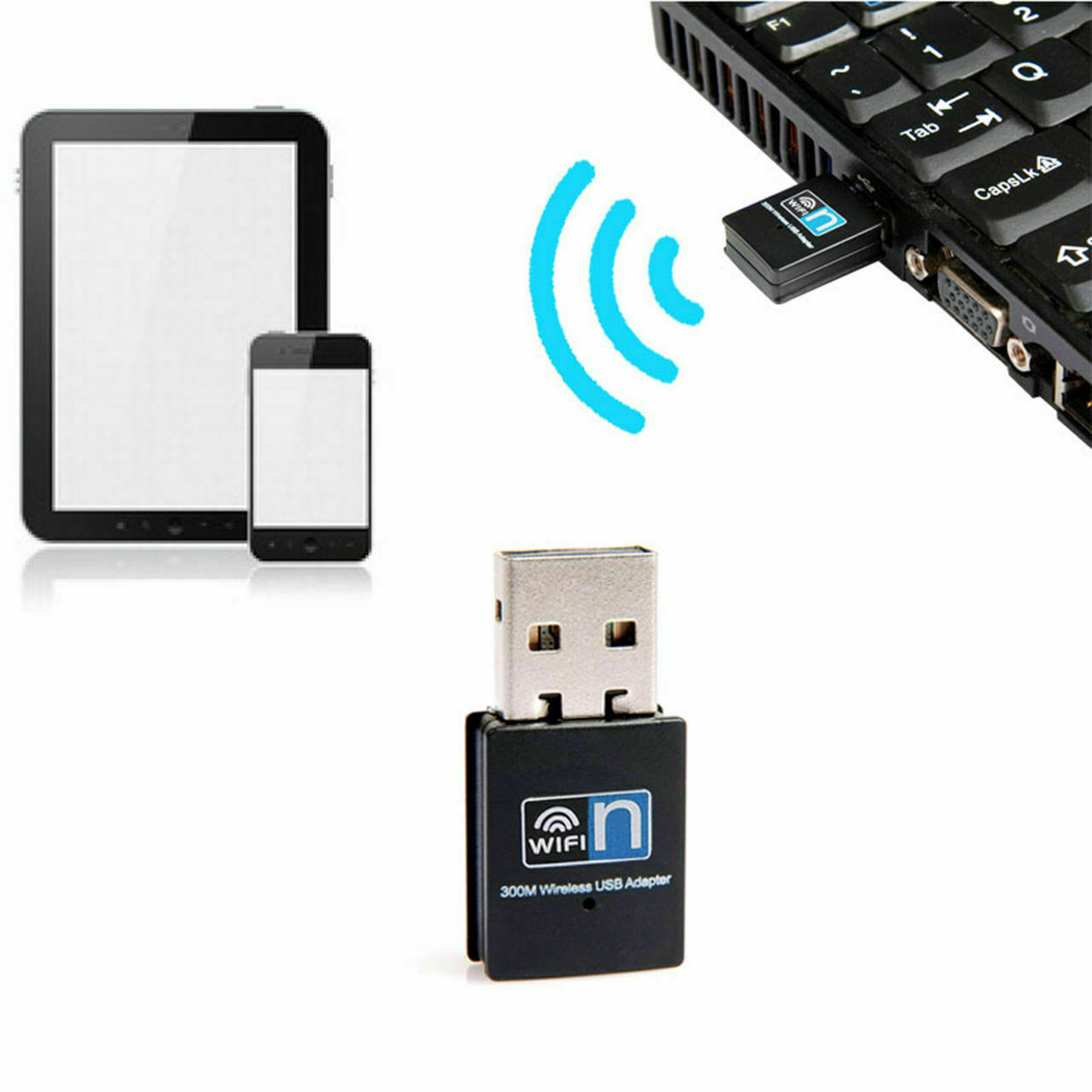 300Mbps USB Wifi Adapter Dongle Wireless Lan Internet for Desktop PC Laptop