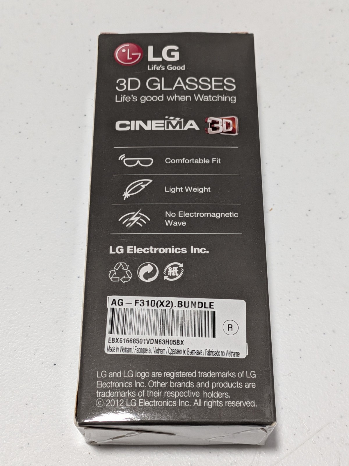 Genuine LG Cinema 3D Glasses AG-F310- Two Pairs New!