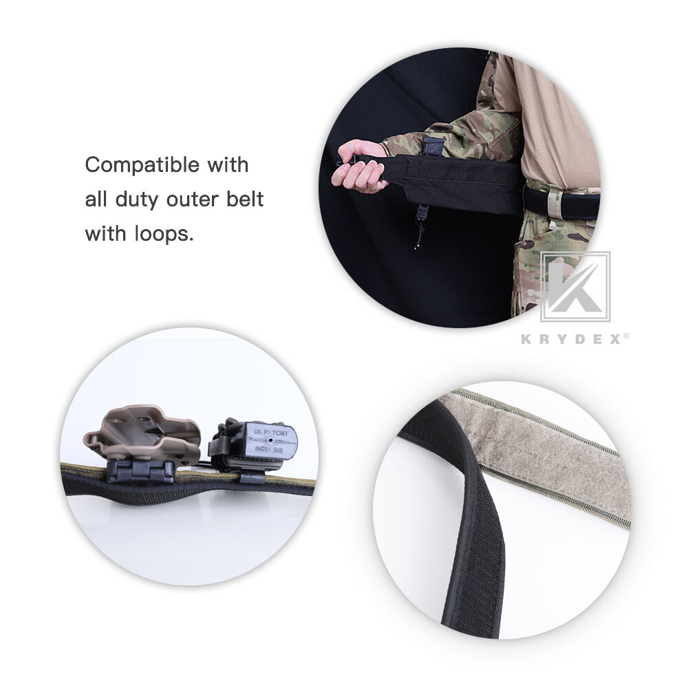 KRYDEX 1.5inch Hook Liner Inner Belt Tactical EDC Waist Duty Belt Nylon Black