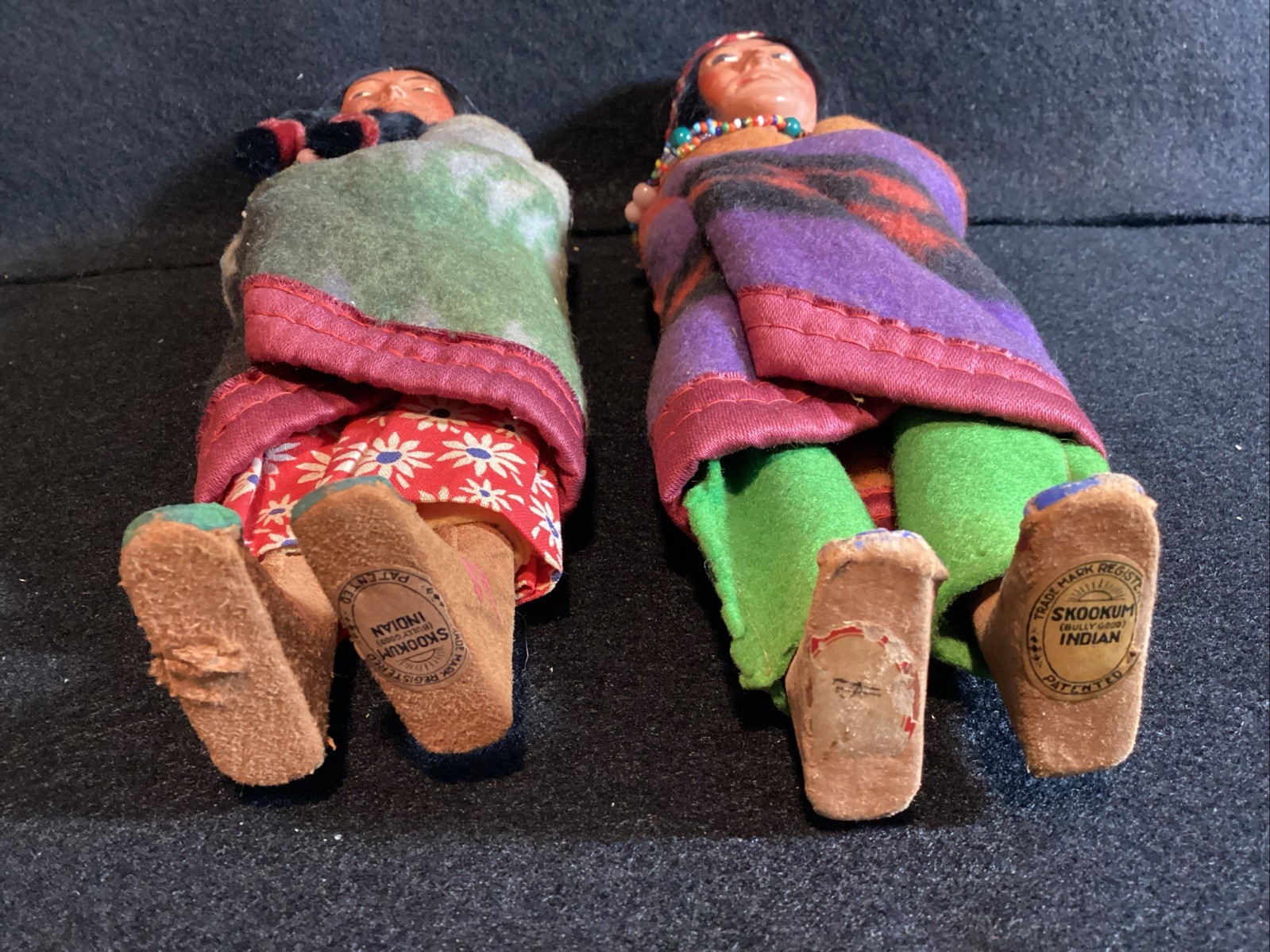 2 PCs. “Skookum Indian” ‘Bully Good’ Dolls, 9 1/2” Male, 9” Female, Orig. Tags