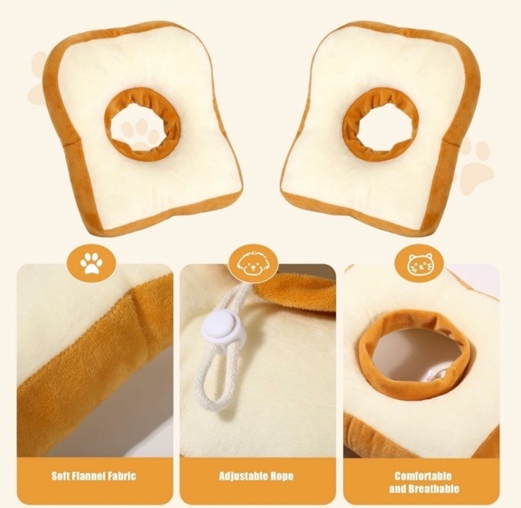 Hombys Soft Dog Cone Collar Toast Shape Spay Neuter Surgery Recovery Size Large