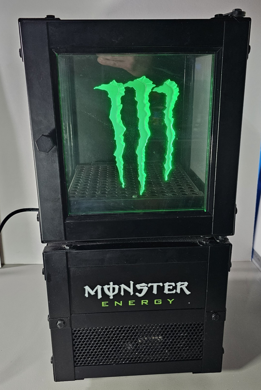 Monster Energy Mini Fridge Desktop Storage Countertop Display 11x11x22 Lit Door