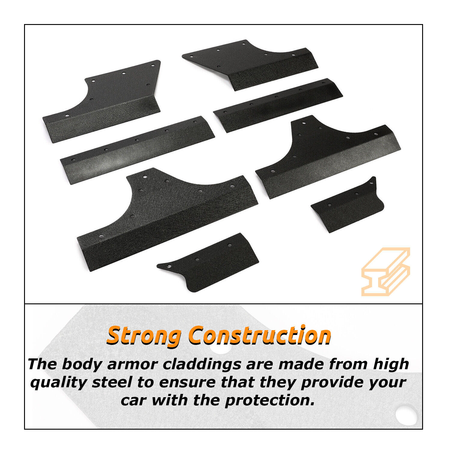 NEW 4 Door Body Armor Cladding Rocker Guards Set For Jeep Wrangler JK JKU 07-18