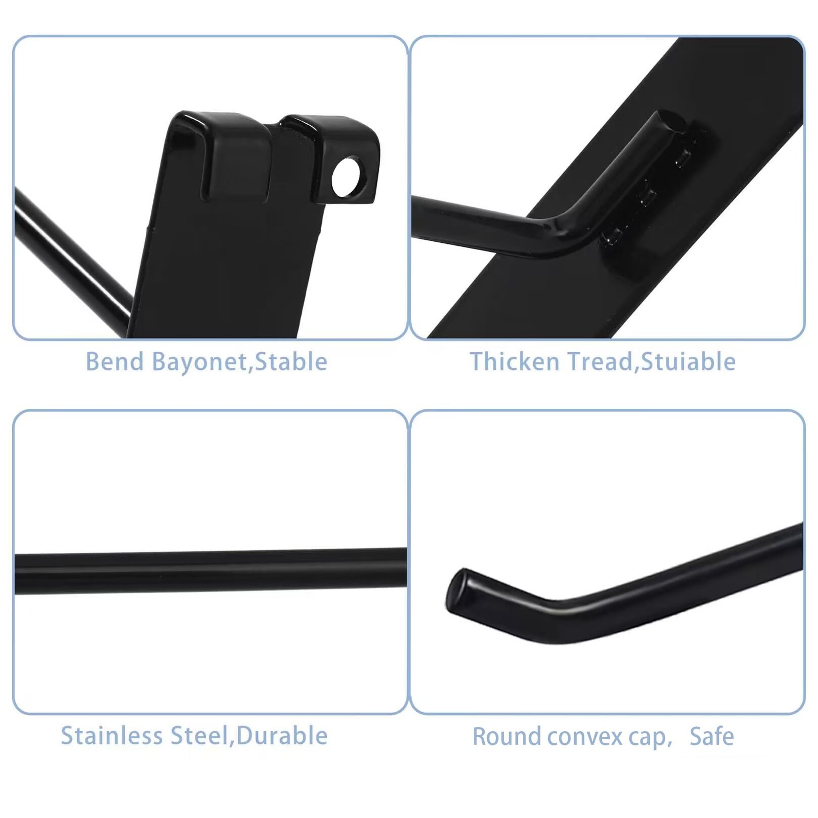 50 PC 8 inch Black Heavy Duty Gridwall Hooks for Grid Wall Panel Display