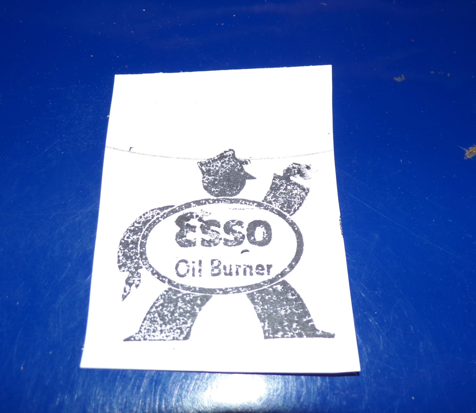 Vintage "Esso Oil Burner" 2pc Wood and Copper Letterpress Printers Blocks