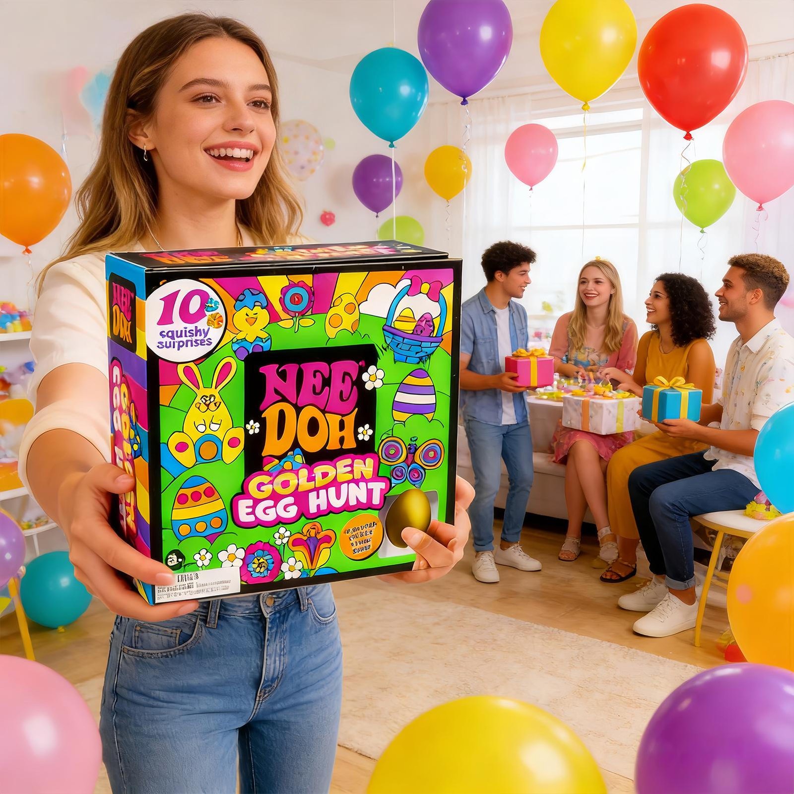 Nee Doh Easter Desk Decor Golden Egg Hunt Game Holiday Collectibles