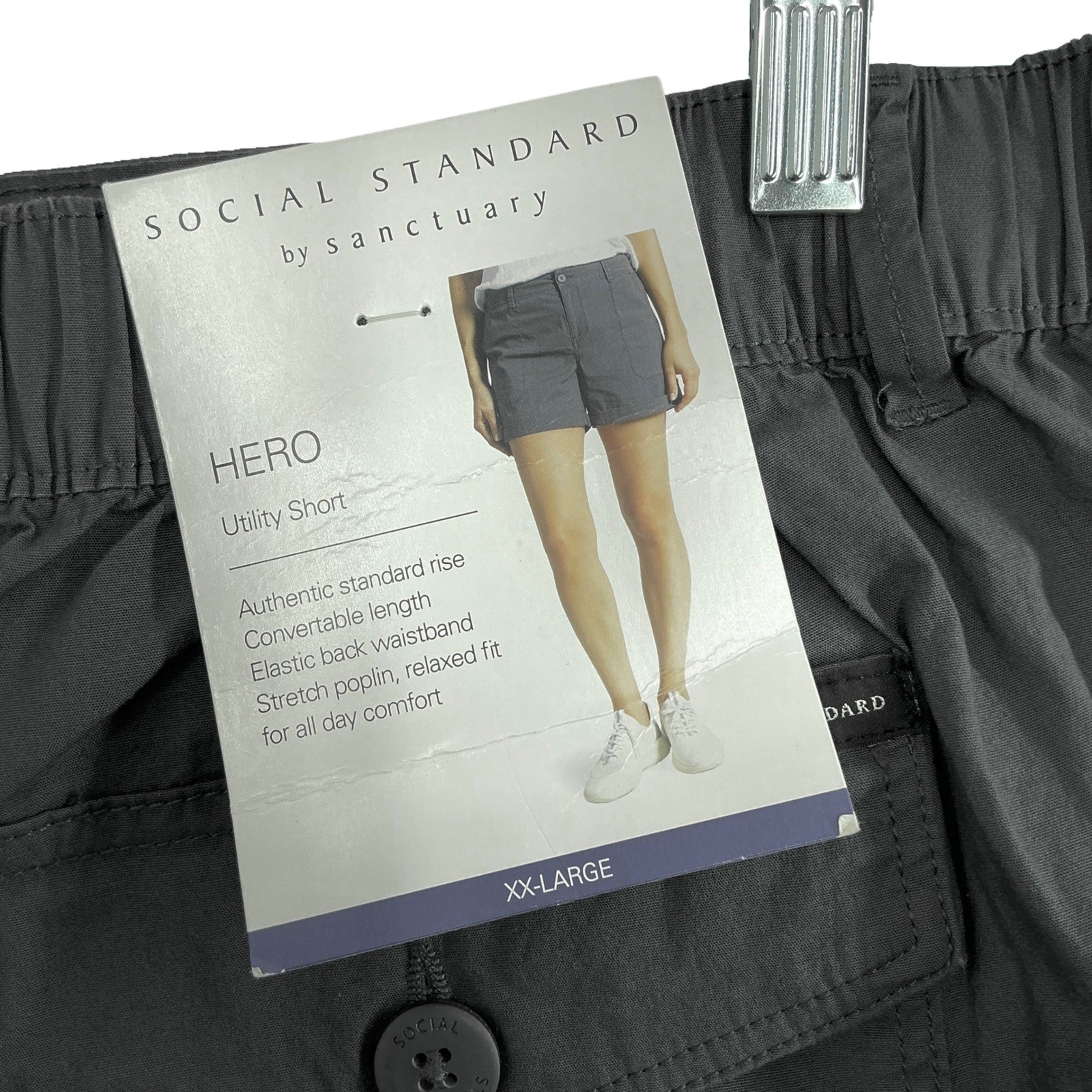 Sanctuary Social Standard Hero Utility Shorts Women's XXL NWT Washed Black