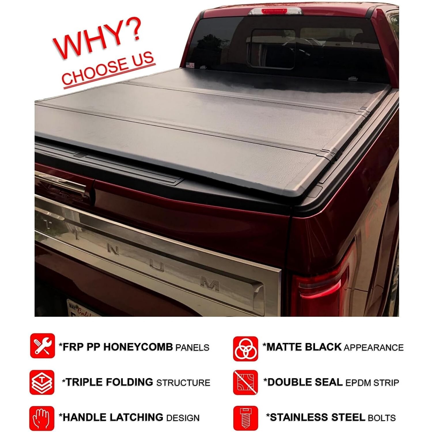 Hard Tri-Fold Tonneau Cover For 03-24 Dodge Ram 1500 2500 3500 6.4FT Truck Bed