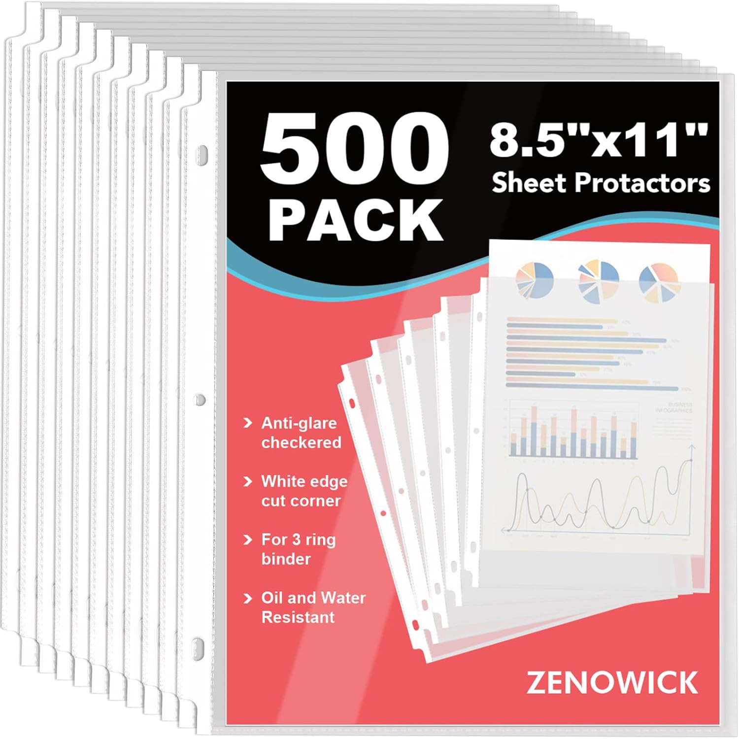 500 Pack of Heavyweight Sheet Protectors, 8.5" X 11" Heavy Duty Clear, Plasti...
