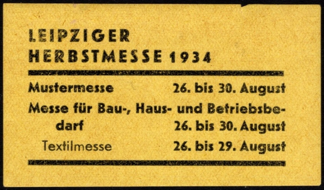 1934 Germany Poster Stamp Leipzig Autumn Sample Fair Construction Household And